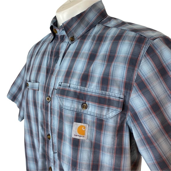 Carhartt Force Mens Shirt Small Relaxed Fit Plaid Vented Short Sleeve Button Up - Picture 2 of 8